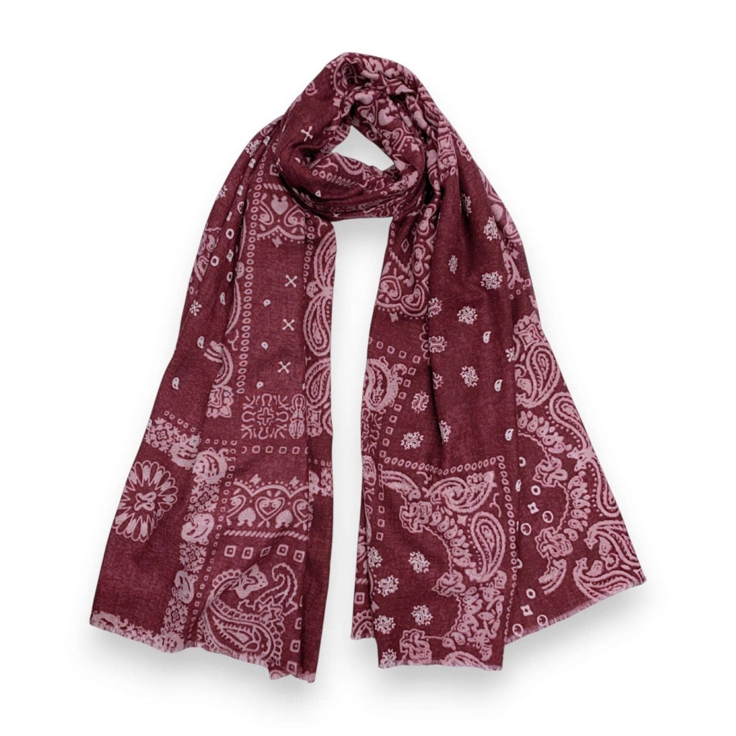 Bandana Print Wool Blend Scarf