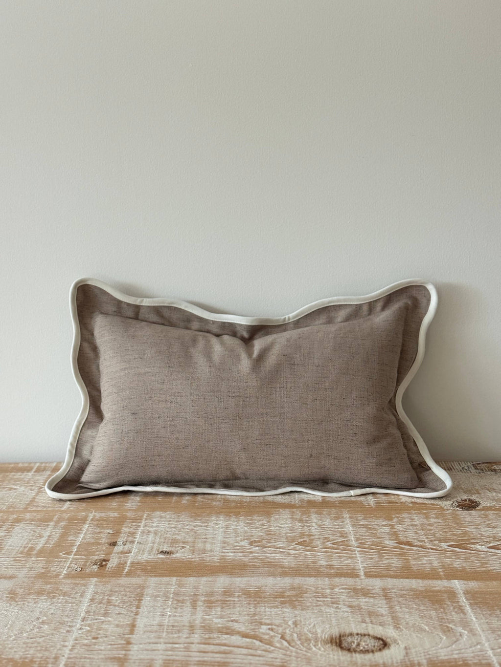 Chloe Greige Scalloped Edge Cushion 50x30
