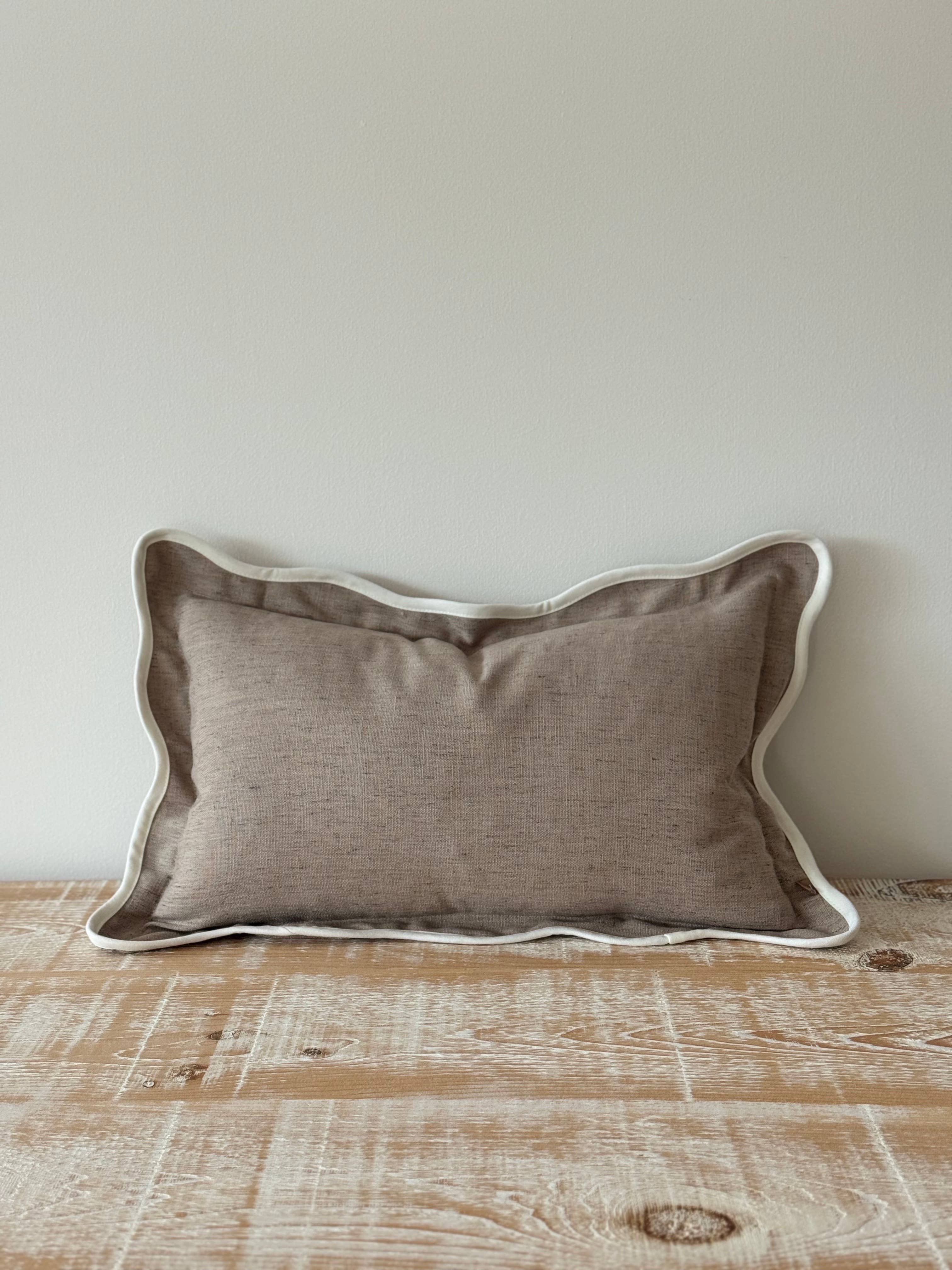 Chloe Greige Scalloped Edge Cushion 50x30