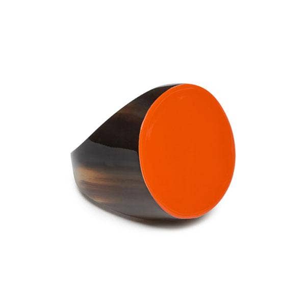 Handmade Orange Round Horn Ring jewellery Gift for women by Branch
