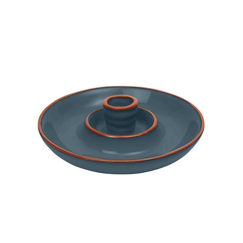 Sintra Glazed Terracotta Olive Dish - Ink Blue