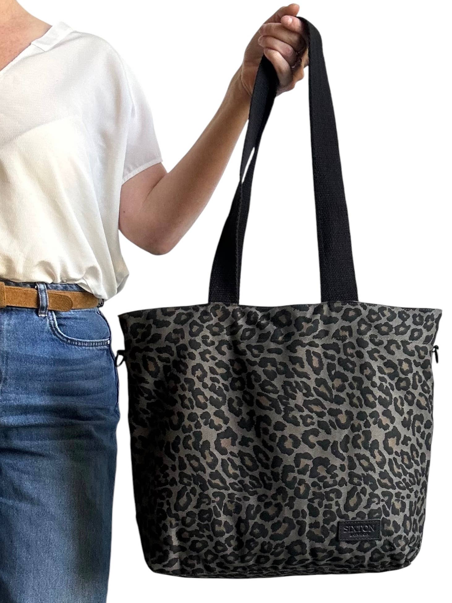 Day trip small tote bag - Grey Leopard print