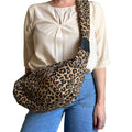 Brixton cross body sling bag - sand leopard print - large