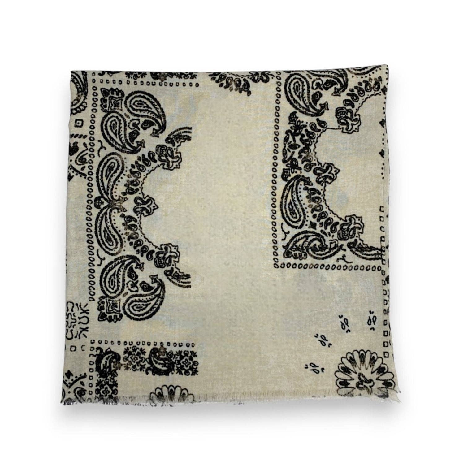 Bandana Print Wool Blend Scarf