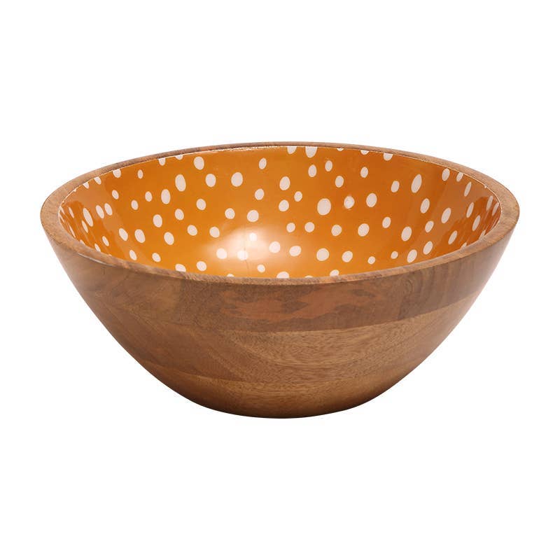 Sintra Mango Wood Spotted Salad Bowl - Ochre