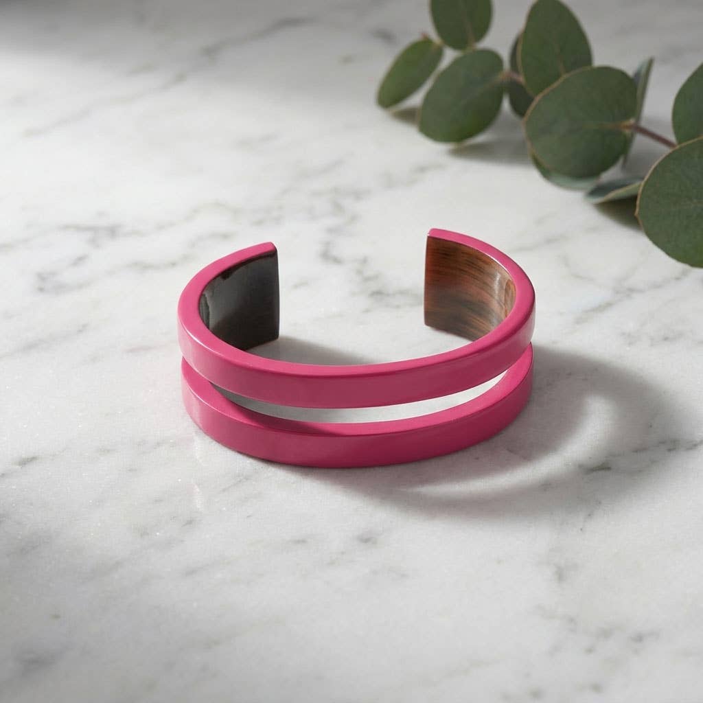 Fuchsia Pink cut-out statement horn cuff cuff bangle jewelry by Branch