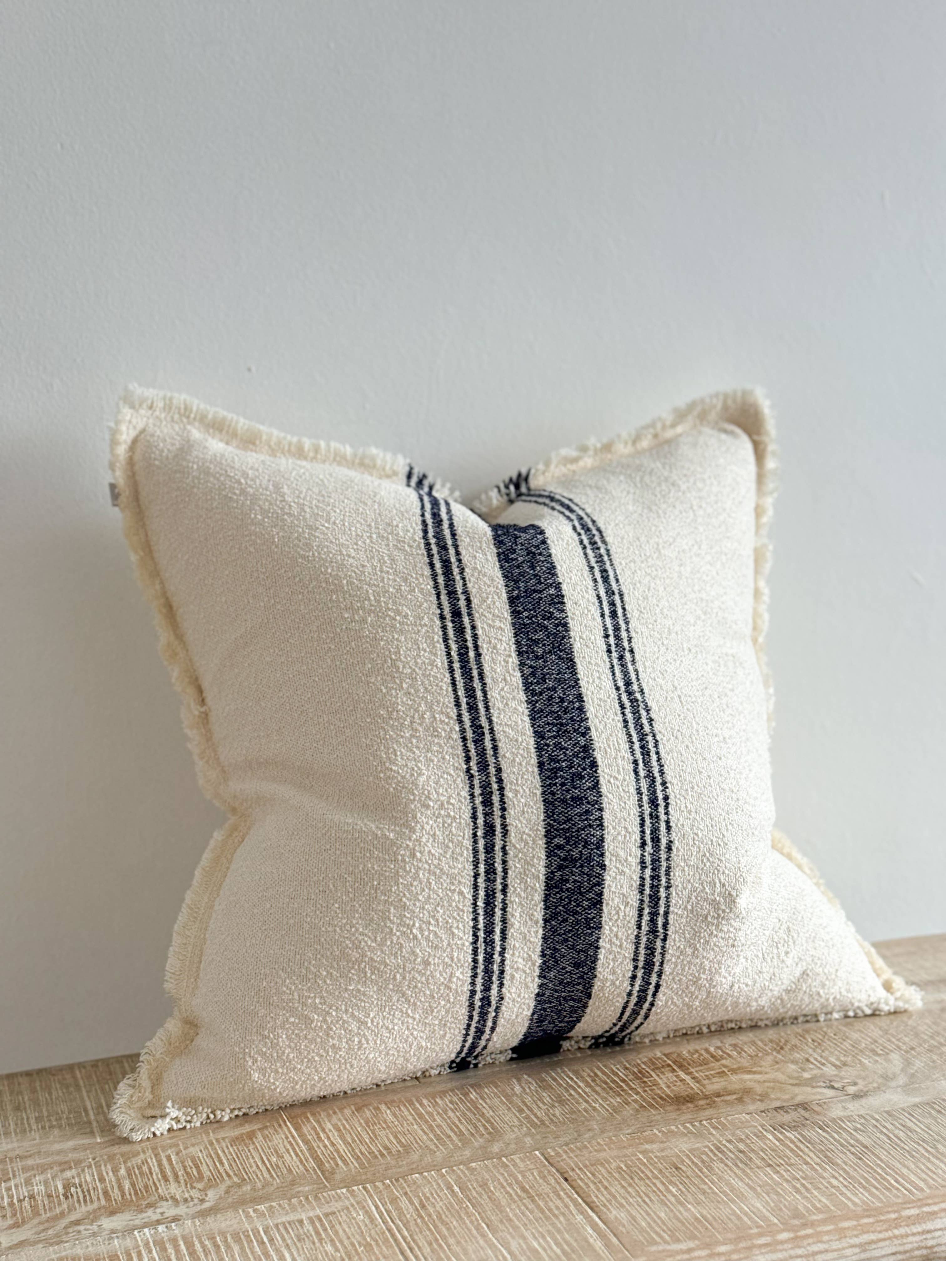 Ellie Cotton Blend Cushion 45x45 - Navy Stripe