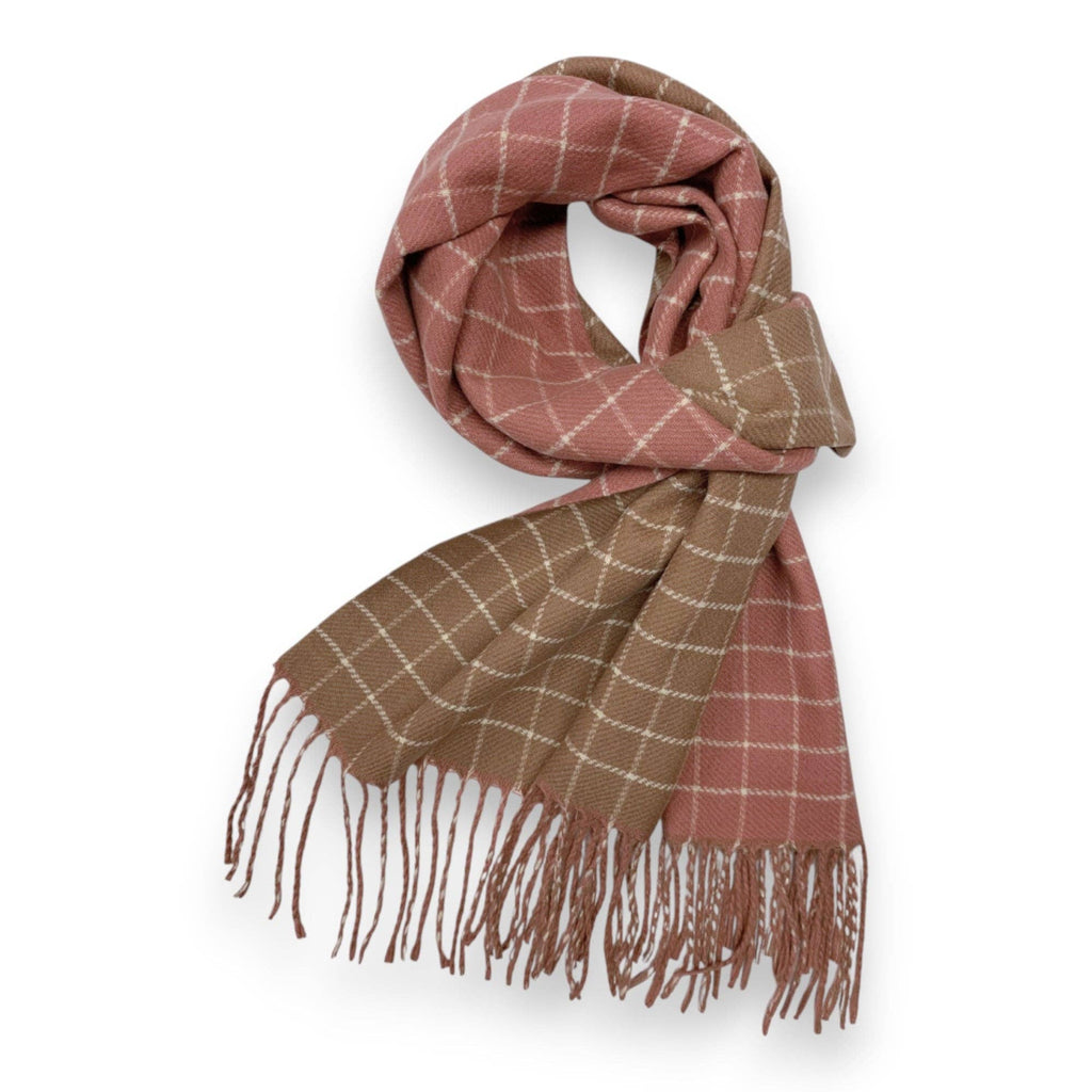 Colorblock Check Print Cashmere Blend Winter Scarf