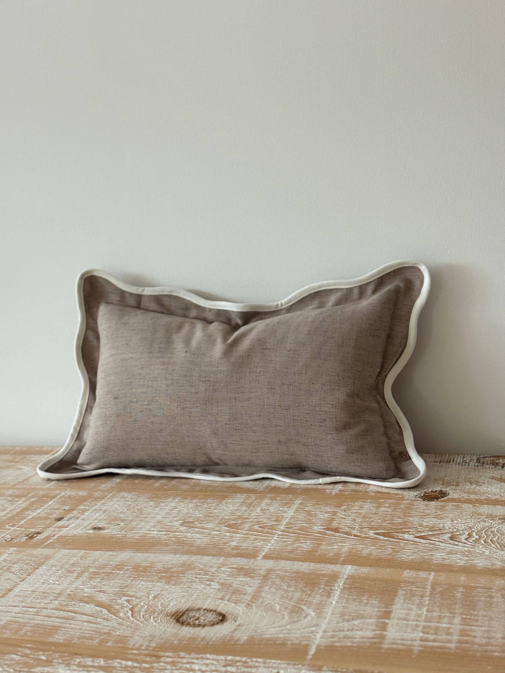 Chloe Greige Scalloped Edge Cushion 50x30
