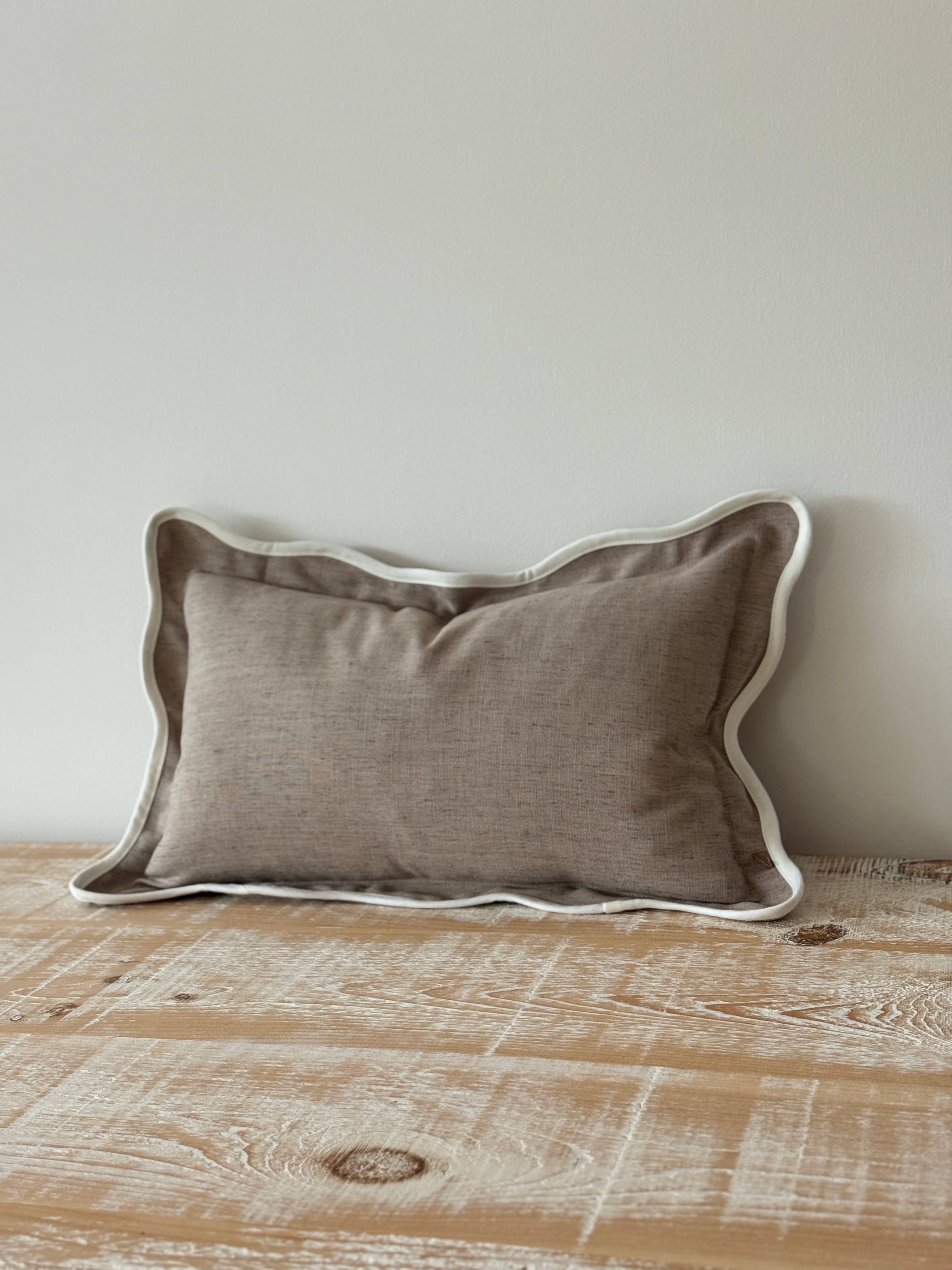 Chloe Greige Scalloped Edge Cushion 50x30