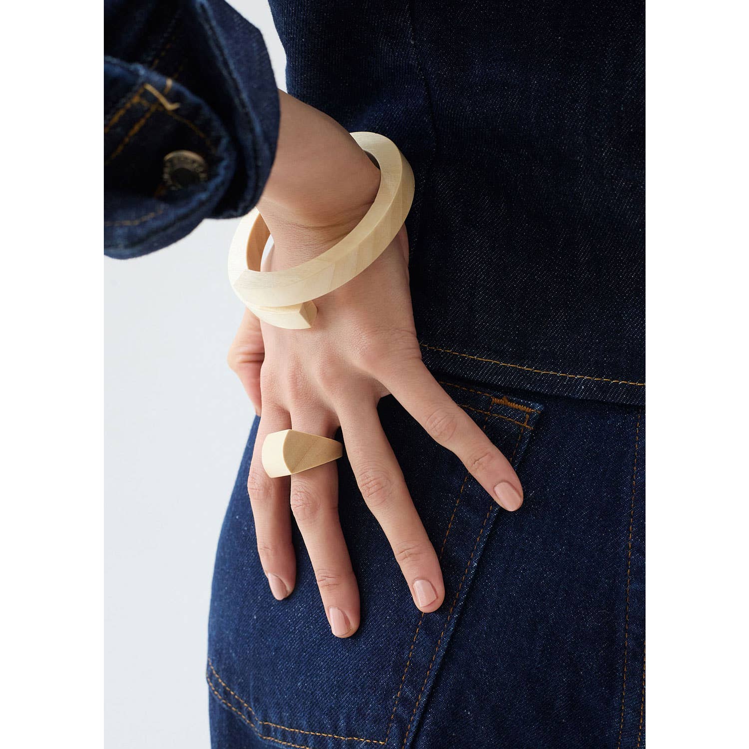 White wood wrap over bangle