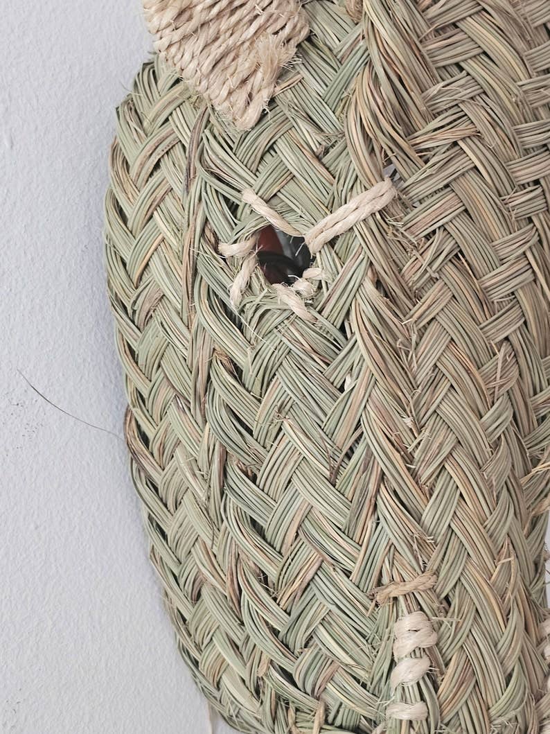 Straw Bull Head Wall Decor