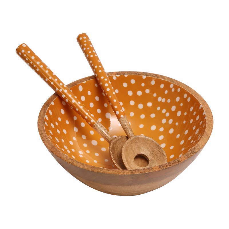 Sintra Mango Wood Spotted Salad Bowl - Ochre