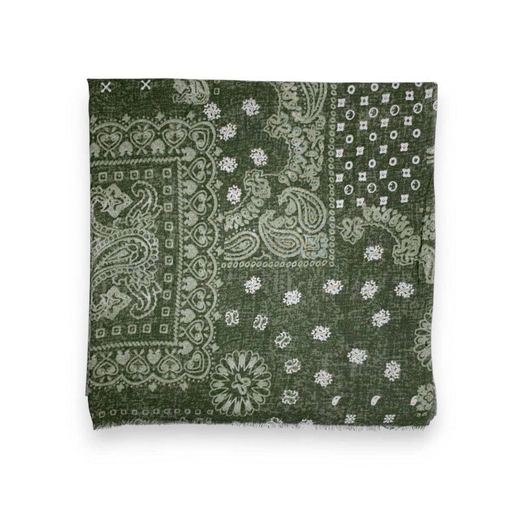 Bandana Print Wool Blend Scarf