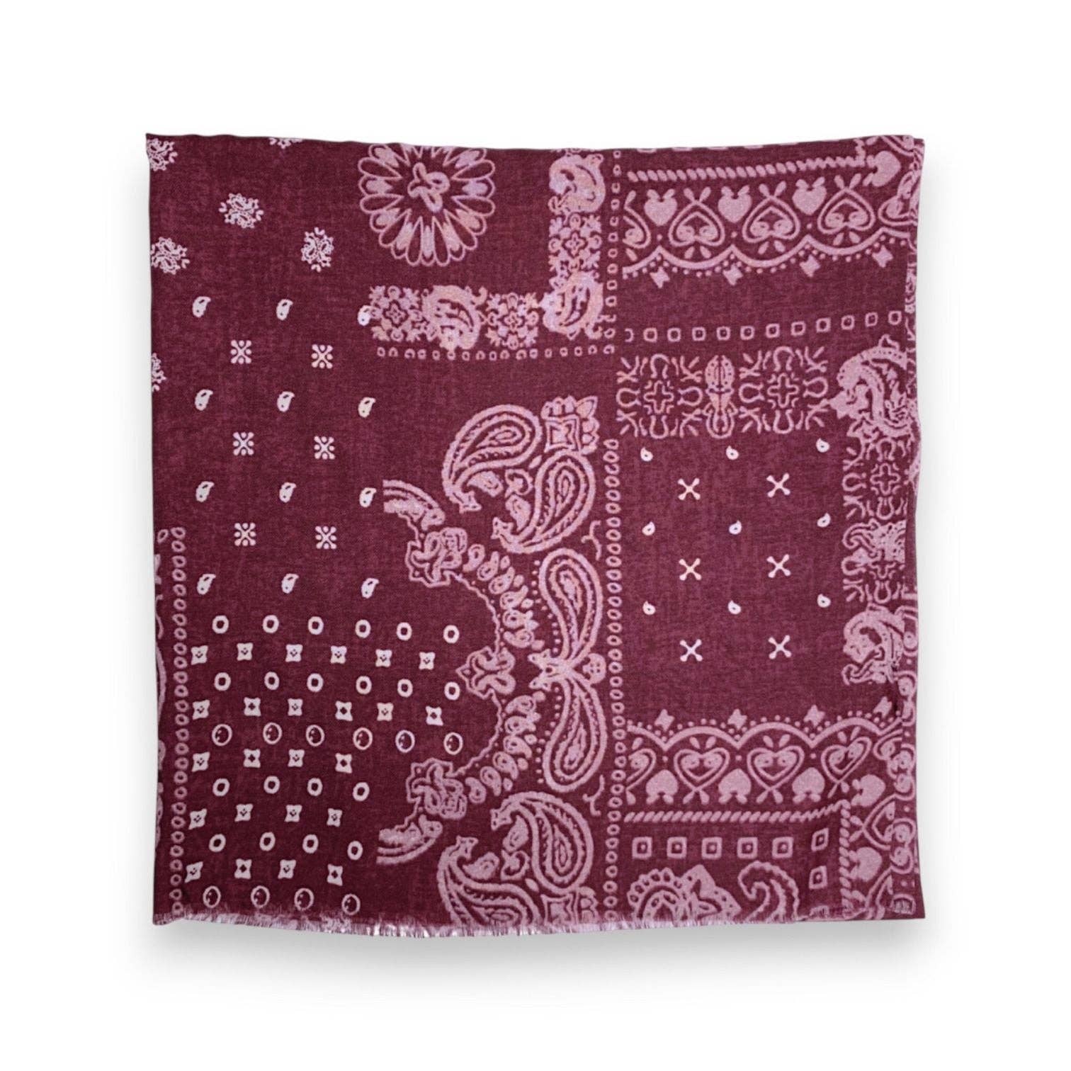 Bandana Print Wool Blend Scarf