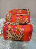 100% Cotton Quilted Washbag - Tiger Design