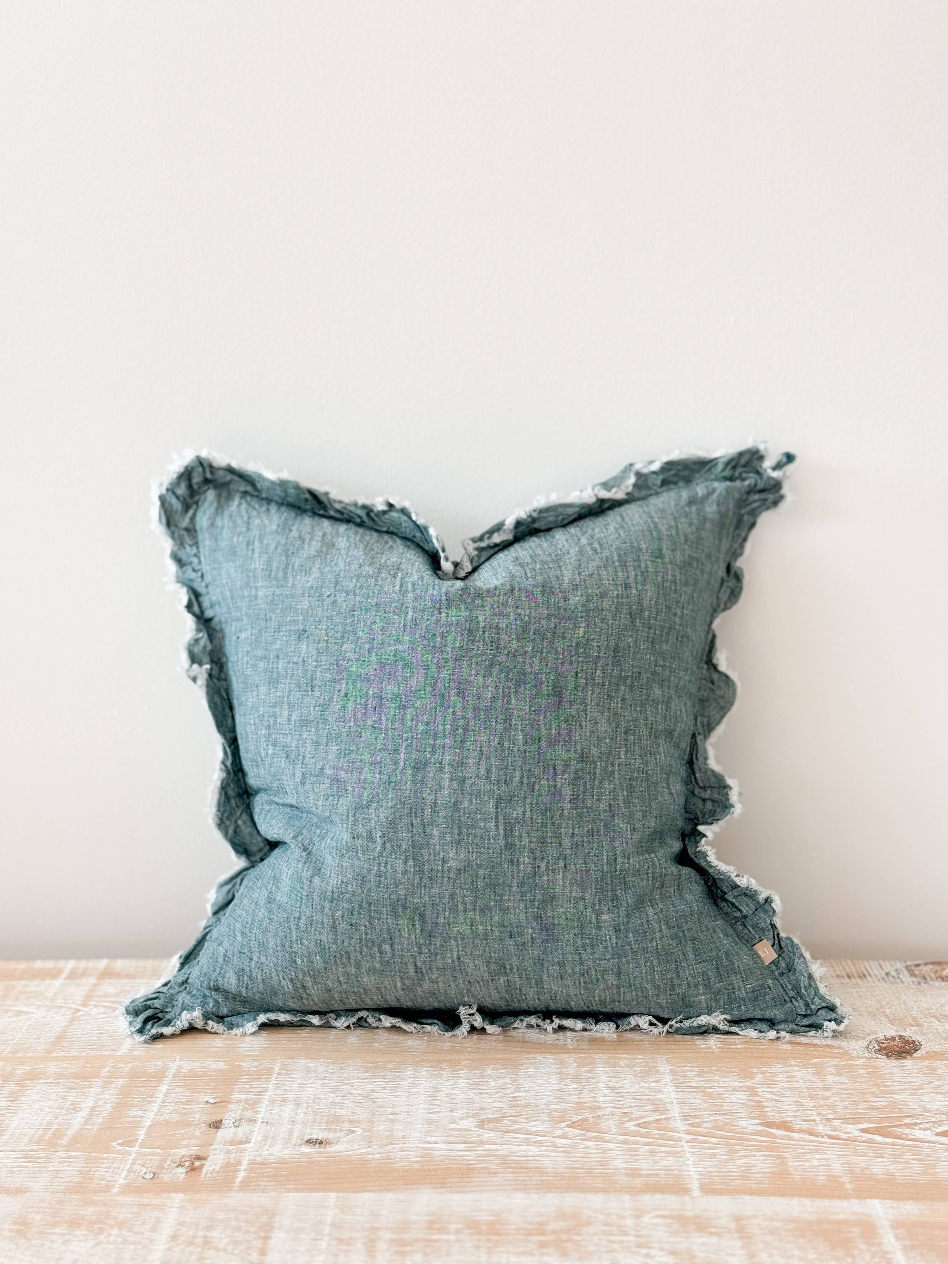 Hallie Washed Dark Teal Cushion, 45x45cm