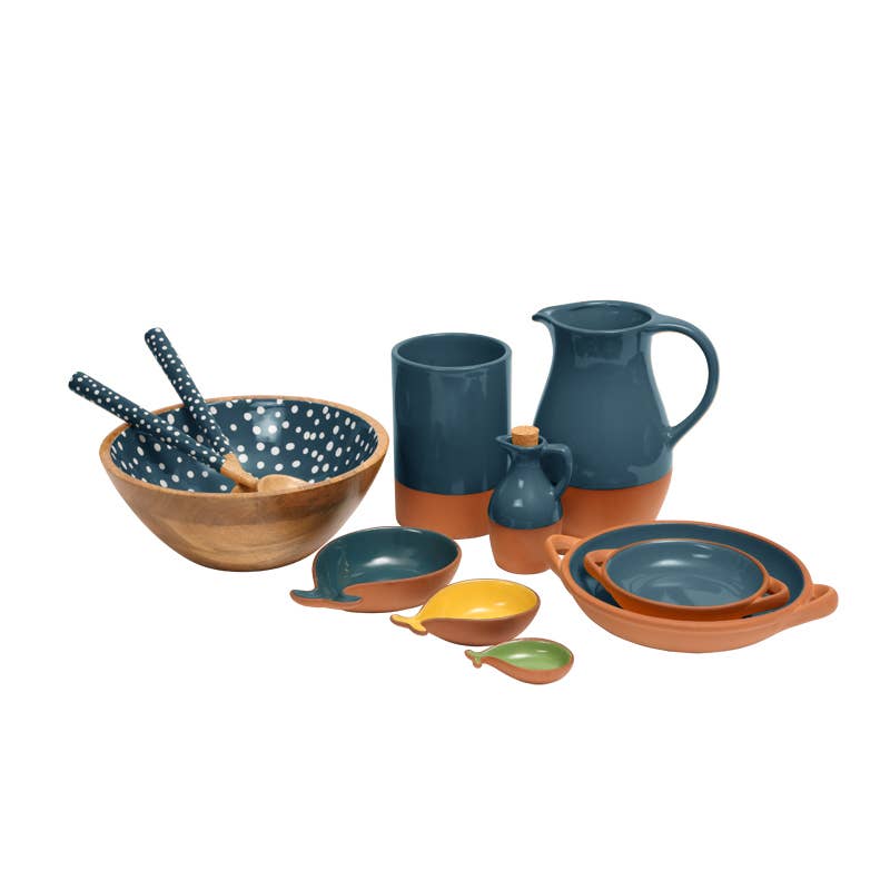 Sintra Glazed Terracotta Oil Drizzler - Ink Blue