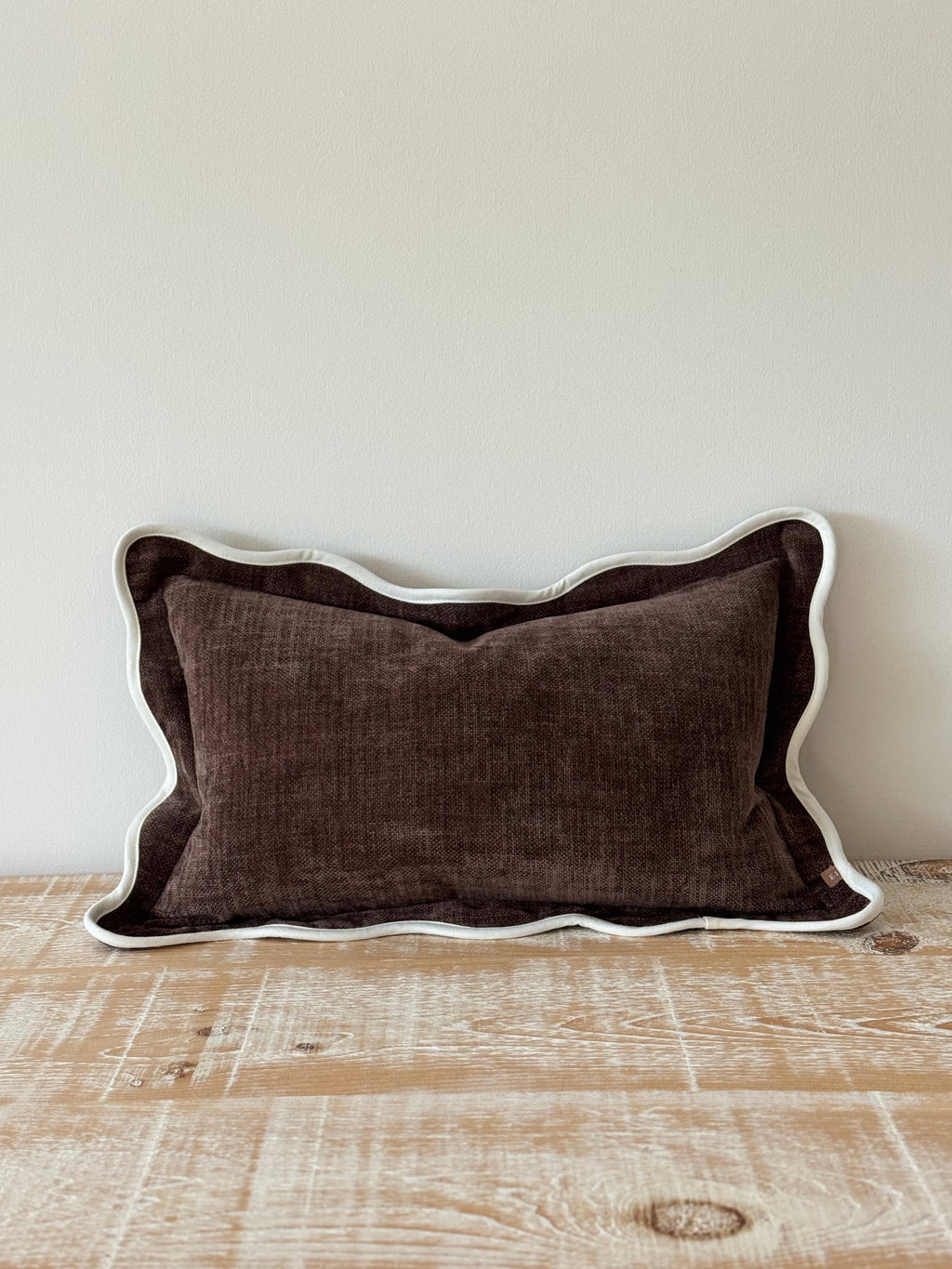 Chloe Dark Brown Scalloped Edge Cushion 50x30