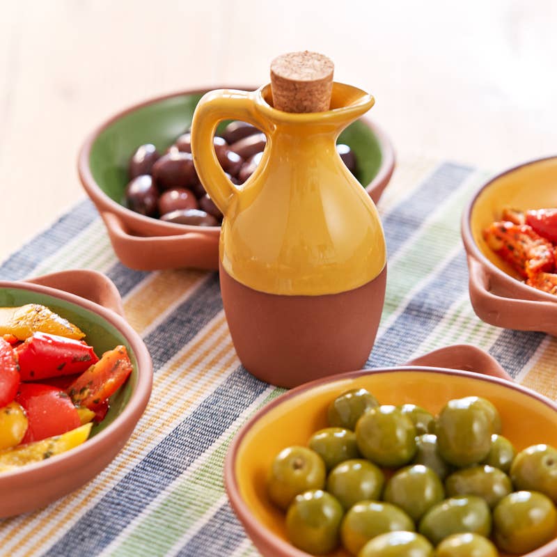 Sintra Glazed Terracotta Oil Drizzler - Ochre