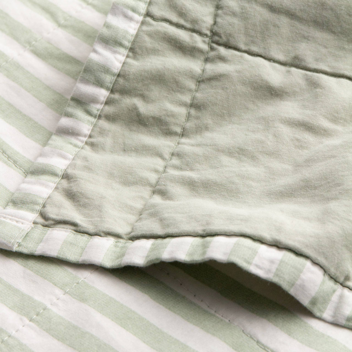 Hebden Quilted Stripe Cotton Bedspread Eucalyptus/Bay Green