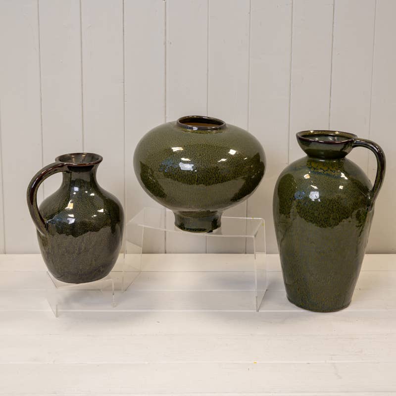 Green Ceramic Round Vase
