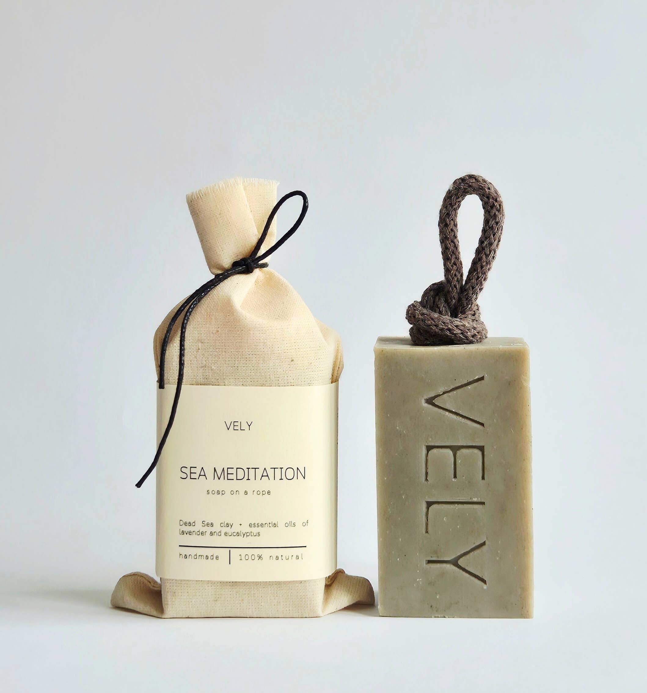 Natural Handmade Soap On A Rope "Sea Meditation" 