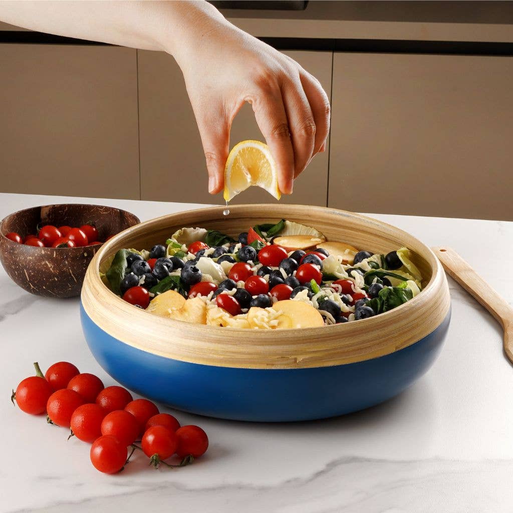 Bamboo Fruit Bowl, X Large Home Decor Salad Serving Bowls