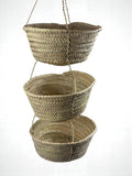 3-Tier Hanging Baskets - Moroccan Palm Leaf Storage Set