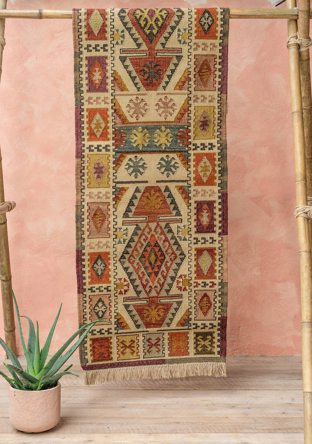 Narayan Handloom Kilim Rug, Large Runner, 75 X 240cm