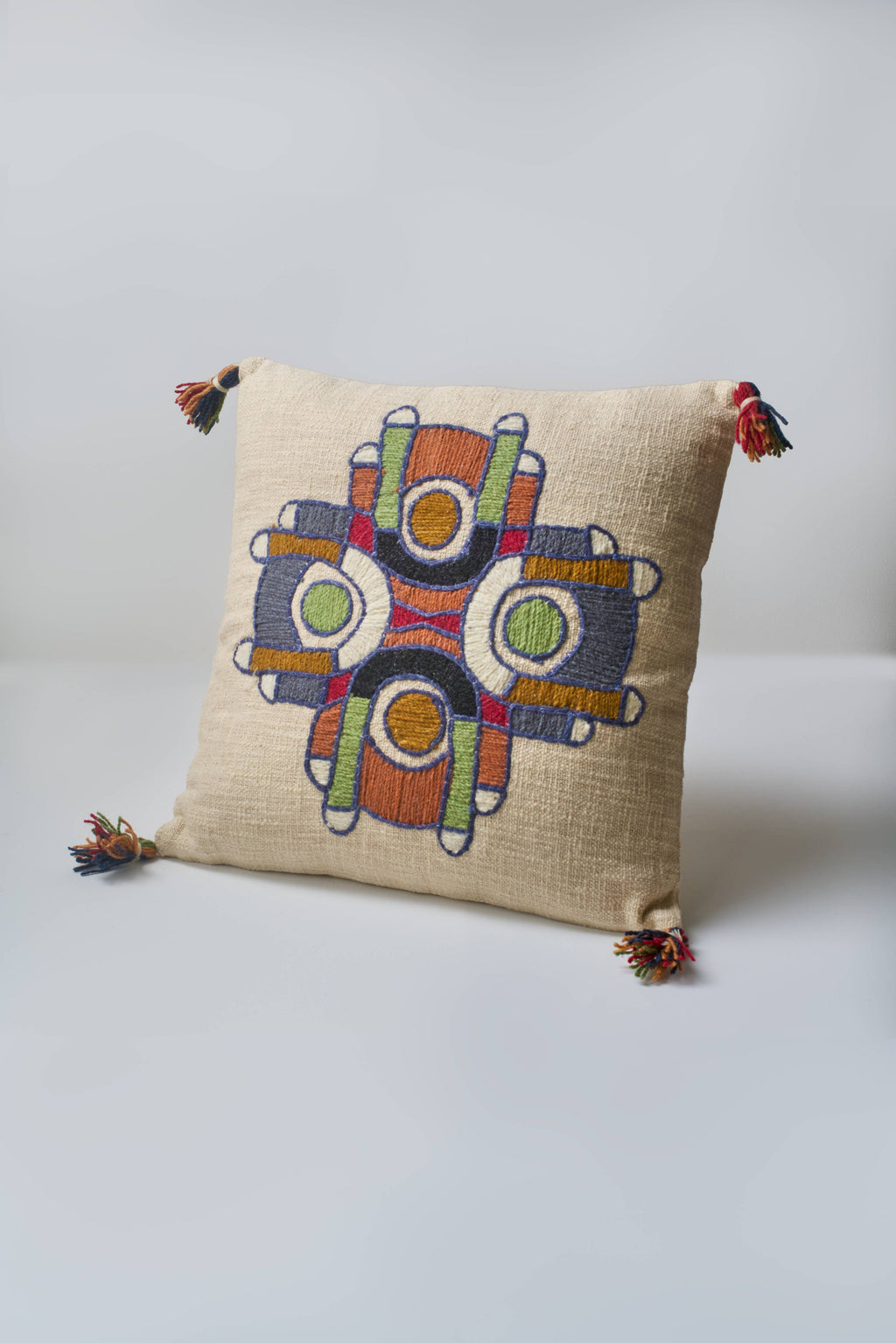 Embroidered Geometric Cushion