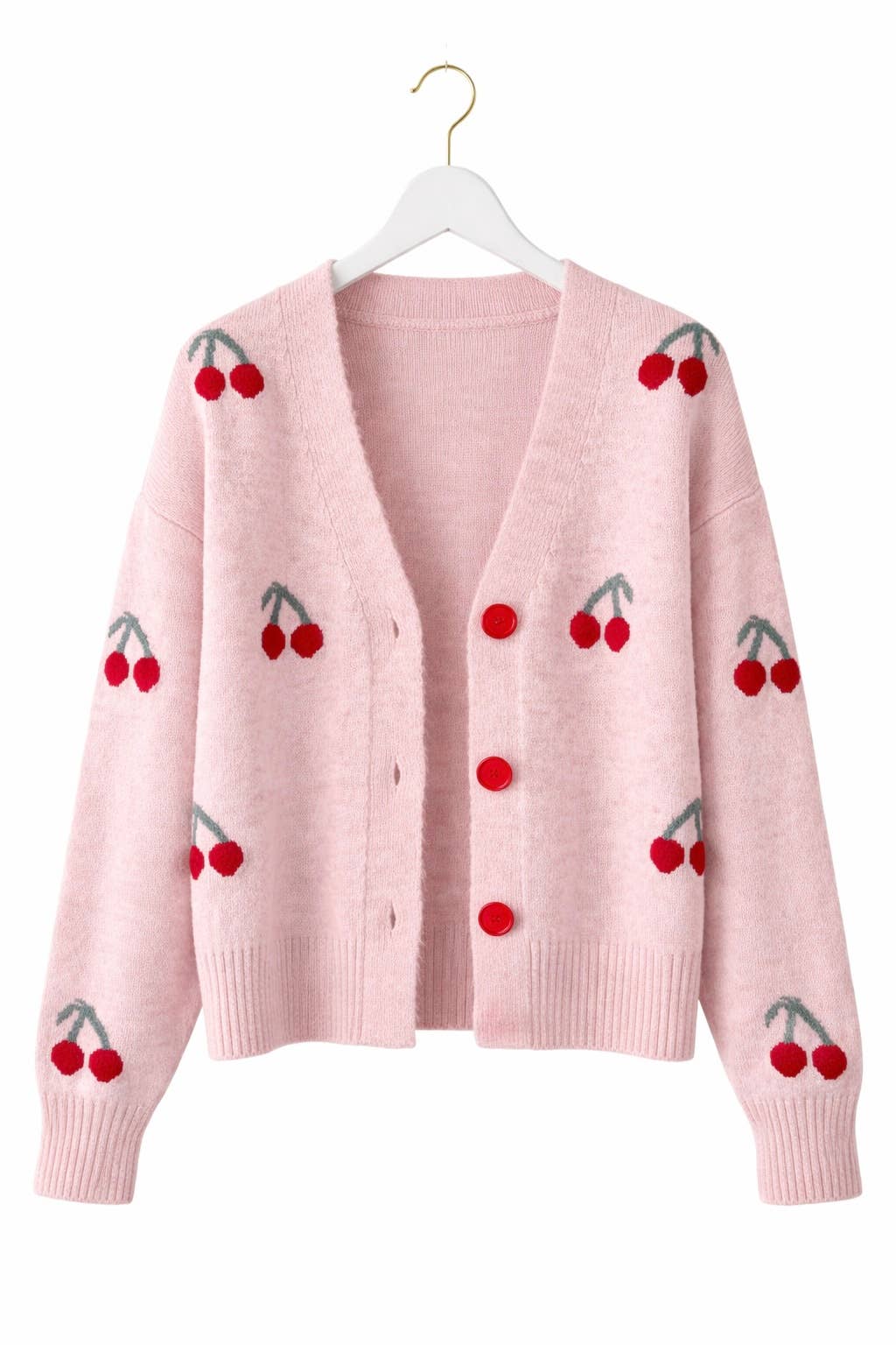 Cherry Knit Cardigan in Pink