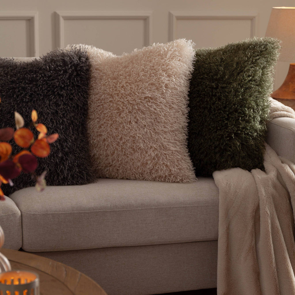 Rowan Faux Fur Cushion Natural