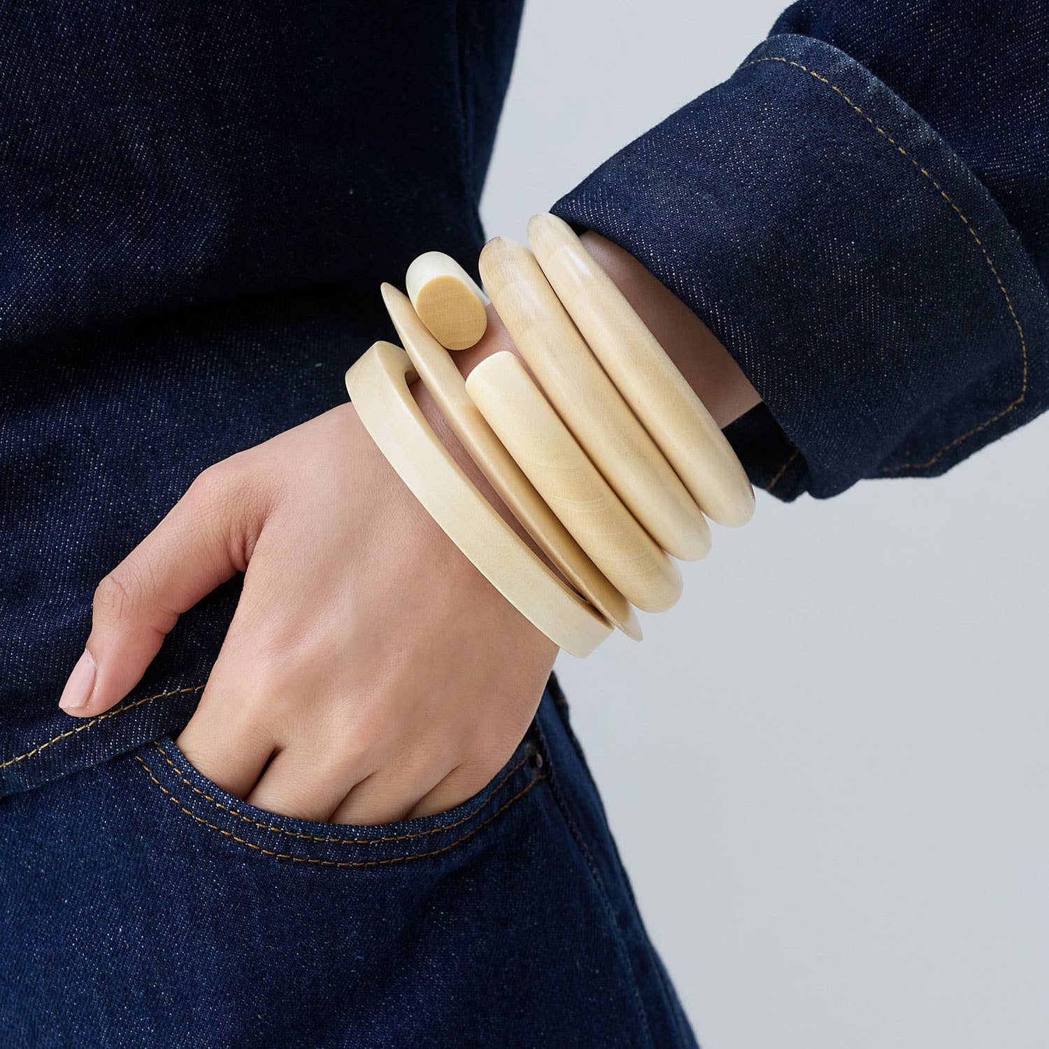 White wood wrap over bangle