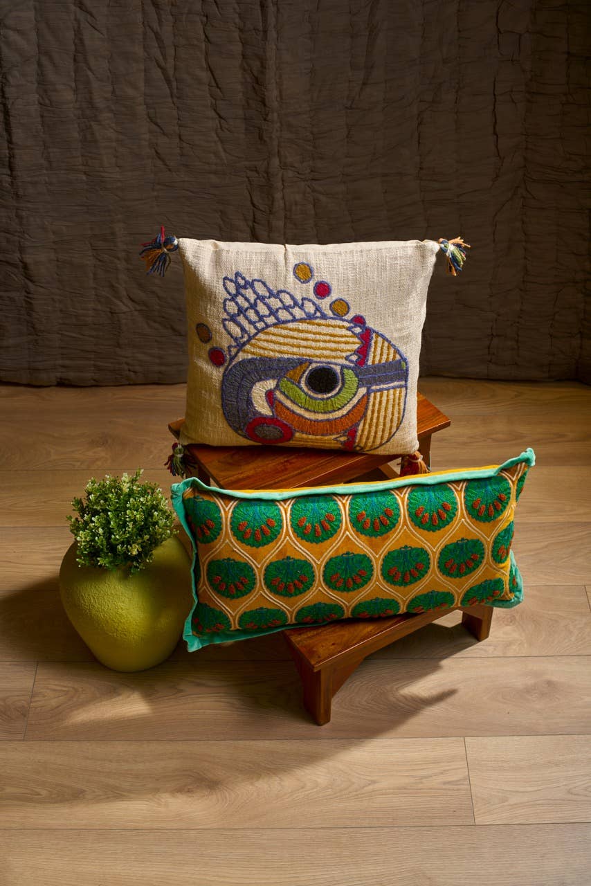 Embroidered Abstract Design Cushion