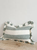 Hallie Teal Wide Stripe Cushion 50x30 – Ruffle Edge