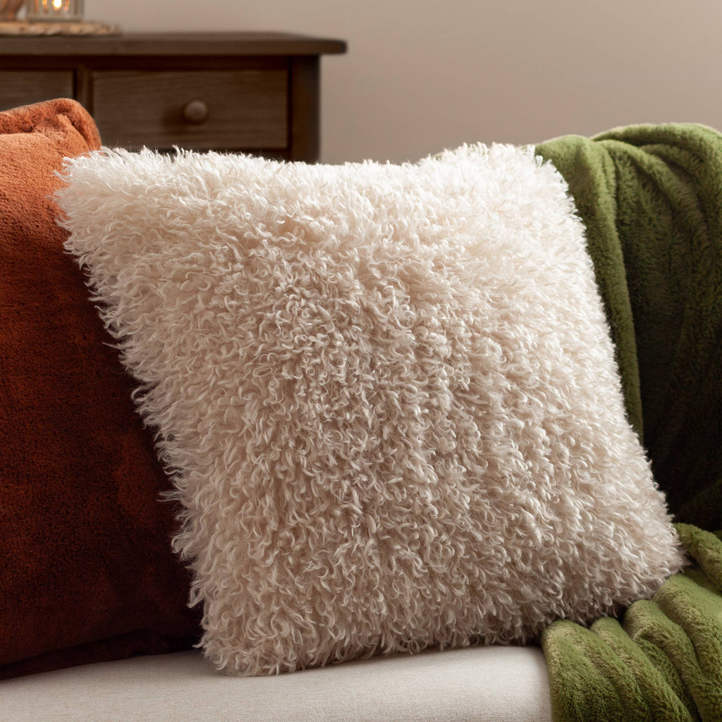 Rowan Faux Fur Cushion Natural