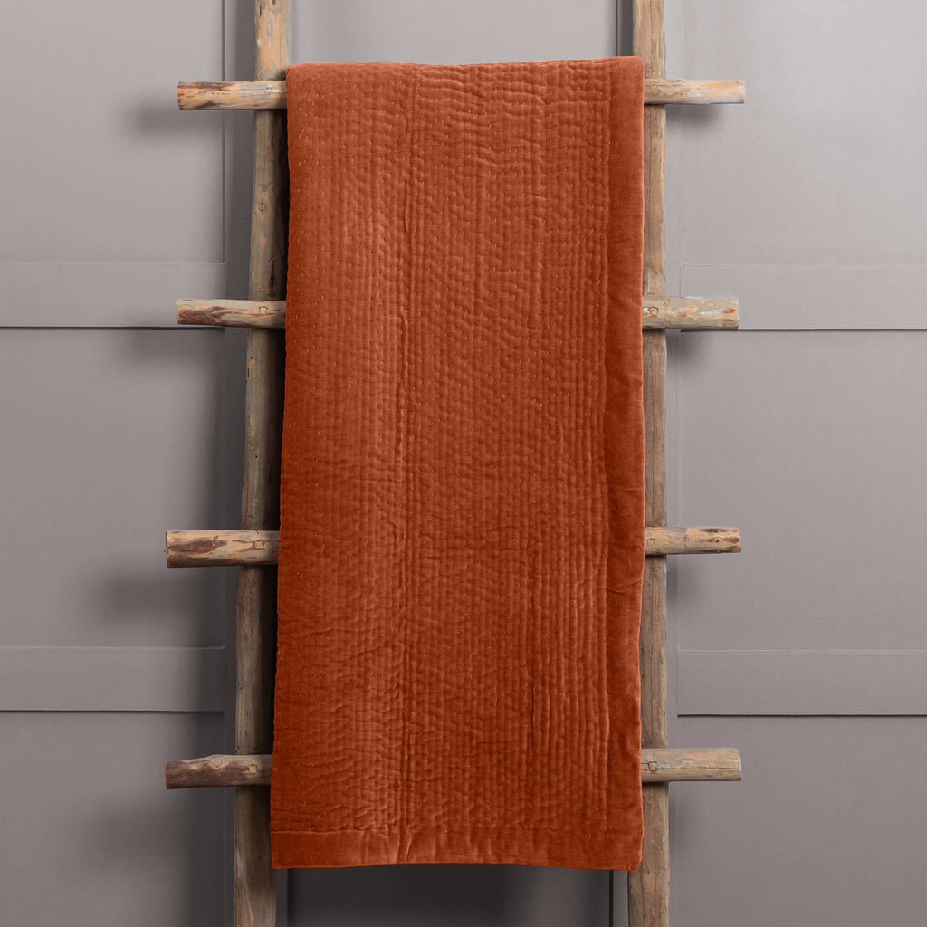 Haze Velvet Quilted Throw Sunset