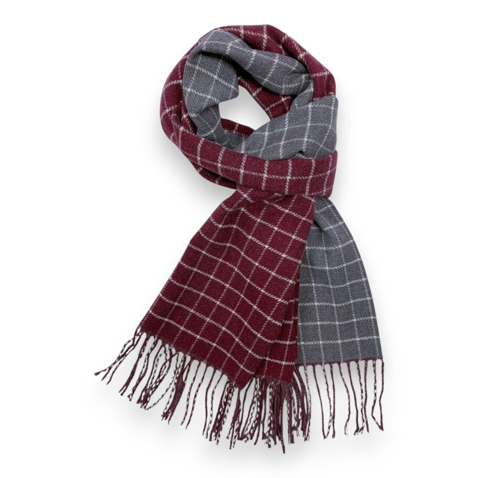 Colorblock Check Print Cashmere Blend Winter Scarf