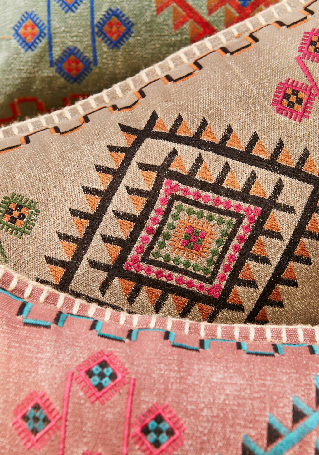 Satara Embroidered Stone Wash Cushion
