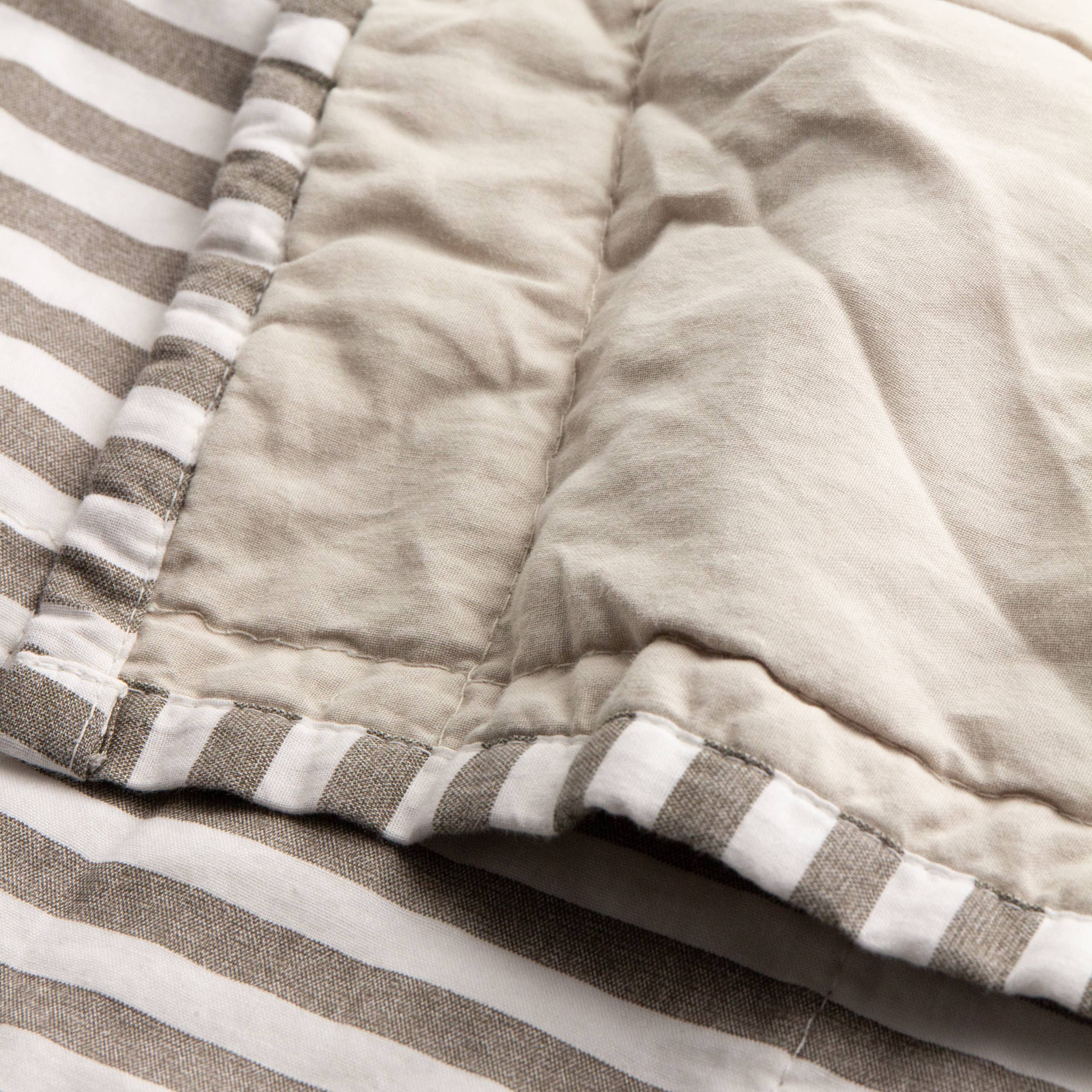 Hebden Quilted Stripe 100% Cotton Bedspread Mole/Stone