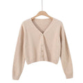 V Neck Cardigan in Stone