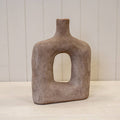 Brown Textured Wide Sculptured Vase