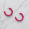 Rounded Fuchsia Pink Lacquered jewellery horn hoop earring