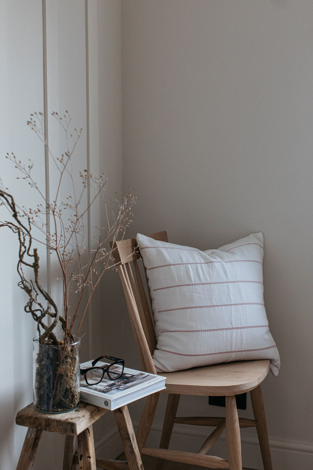 Isen Wide Stripe Cushion in Blush Pink - 50x50cm