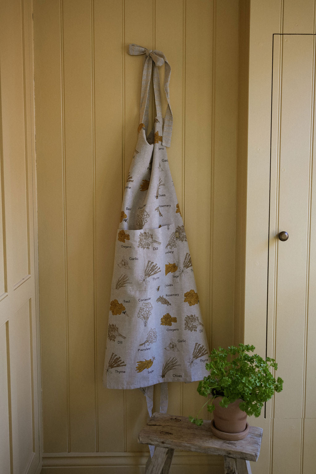 Herb Print Apron - Mustard