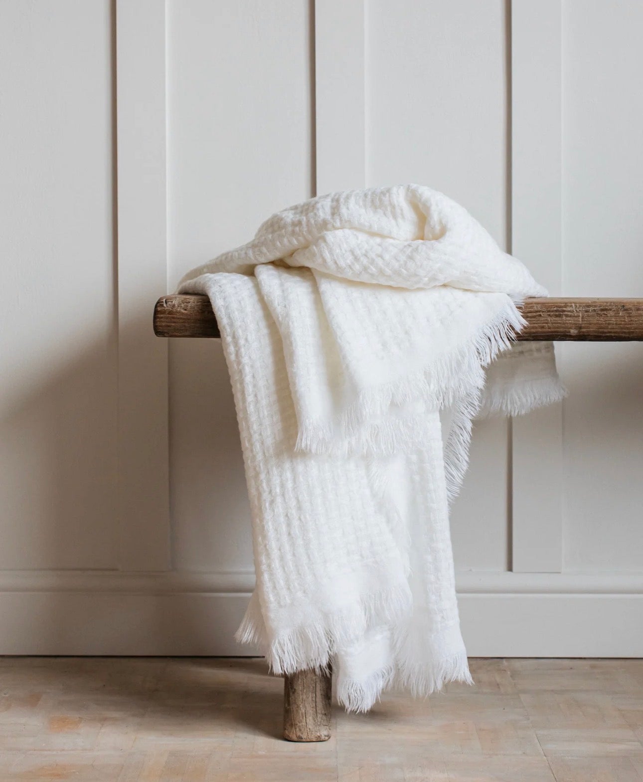Hallam Basket Weave Throw in Winter White