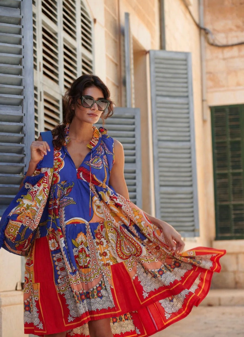 Carnival Cobalt Frill Dress by One Hundred Stars