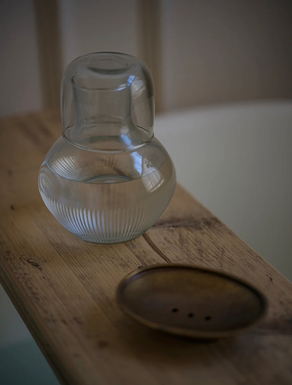 Handblown Carafe and Glass Set - Reeded