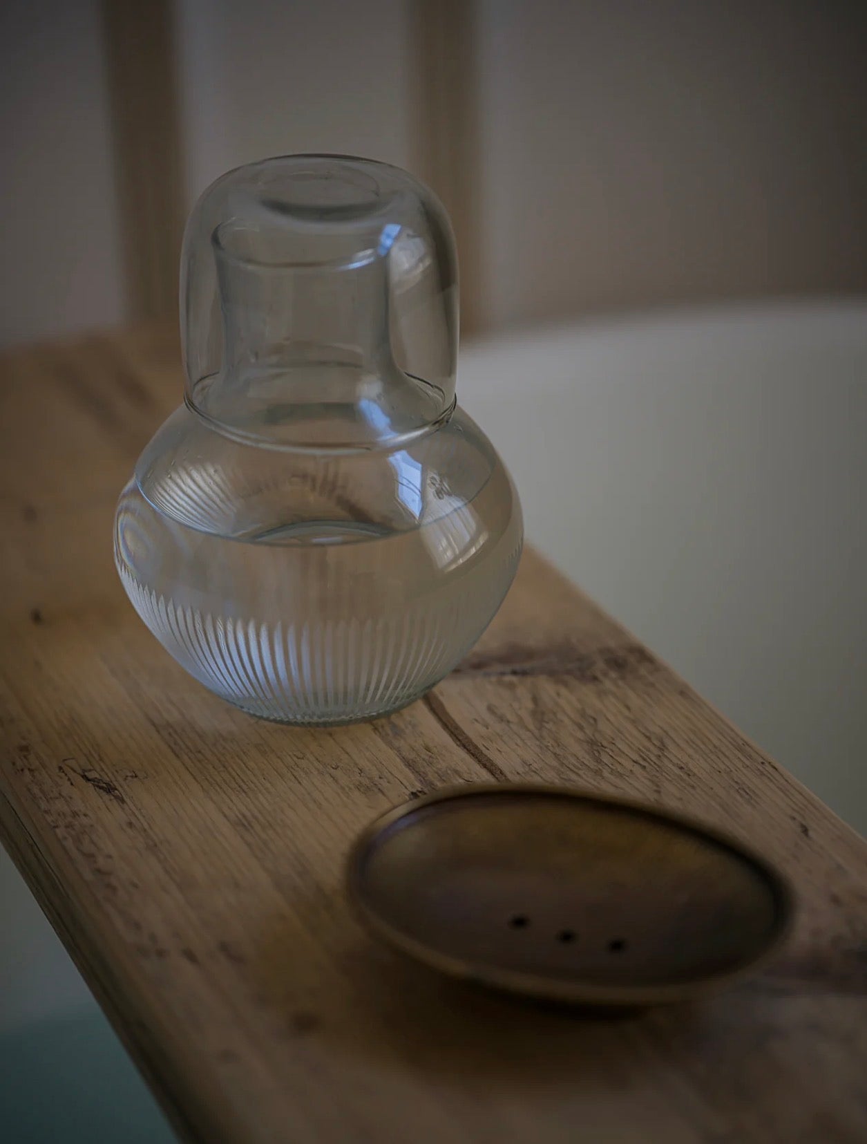 Handblown Carafe and Glass Set - Reeded
